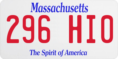 MA license plate 296HI0