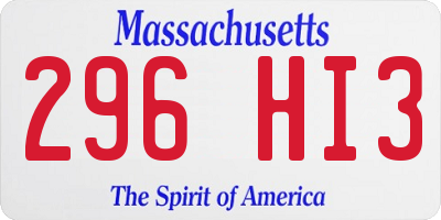 MA license plate 296HI3