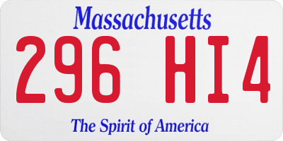 MA license plate 296HI4