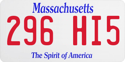 MA license plate 296HI5