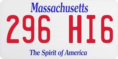 MA license plate 296HI6