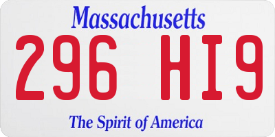 MA license plate 296HI9