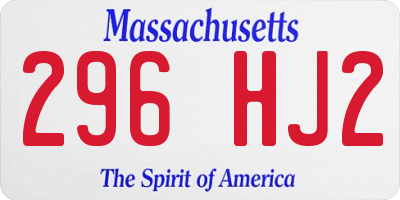 MA license plate 296HJ2