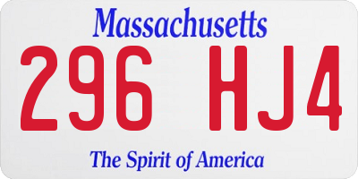 MA license plate 296HJ4