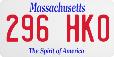 MA license plate 296HK0