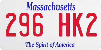 MA license plate 296HK2