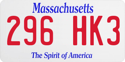 MA license plate 296HK3