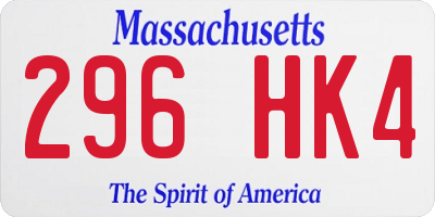 MA license plate 296HK4