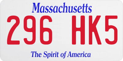 MA license plate 296HK5
