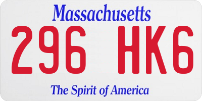 MA license plate 296HK6
