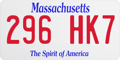 MA license plate 296HK7