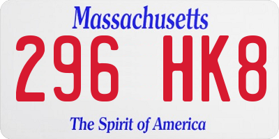 MA license plate 296HK8