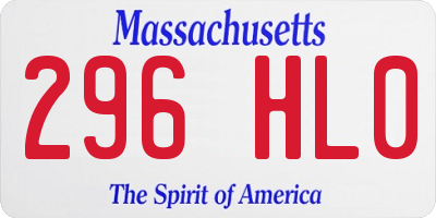 MA license plate 296HL0