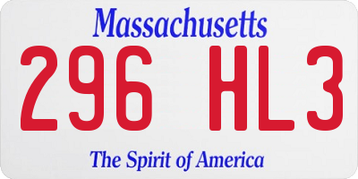 MA license plate 296HL3