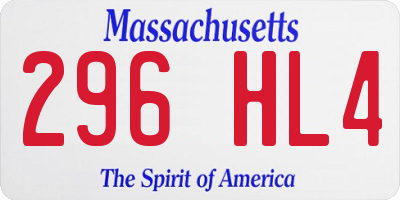MA license plate 296HL4
