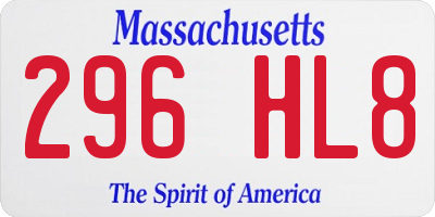 MA license plate 296HL8