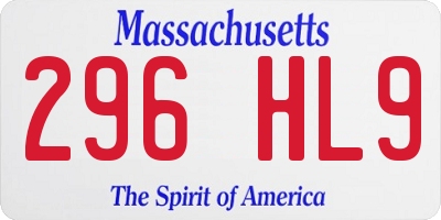 MA license plate 296HL9