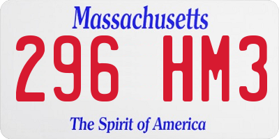 MA license plate 296HM3
