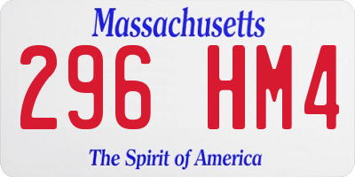MA license plate 296HM4