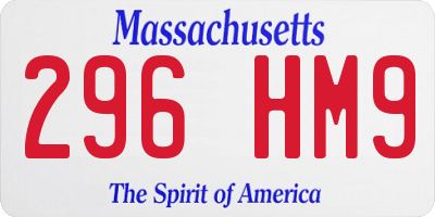 MA license plate 296HM9
