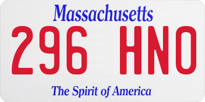 MA license plate 296HN0
