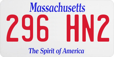 MA license plate 296HN2