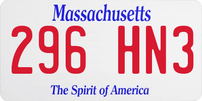 MA license plate 296HN3