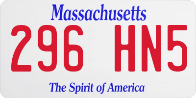 MA license plate 296HN5