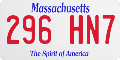 MA license plate 296HN7