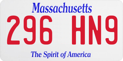 MA license plate 296HN9