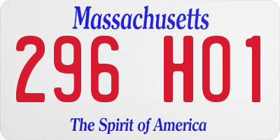 MA license plate 296HO1
