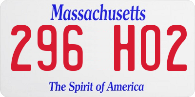 MA license plate 296HO2