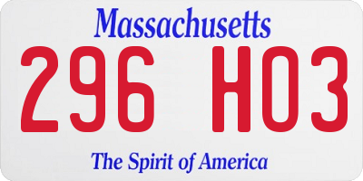 MA license plate 296HO3