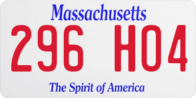 MA license plate 296HO4