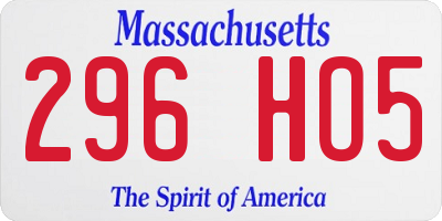 MA license plate 296HO5