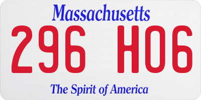 MA license plate 296HO6