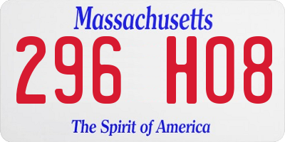 MA license plate 296HO8