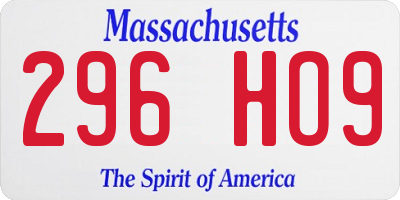 MA license plate 296HO9