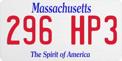 MA license plate 296HP3