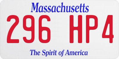 MA license plate 296HP4