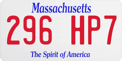 MA license plate 296HP7