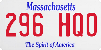 MA license plate 296HQ0
