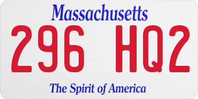 MA license plate 296HQ2