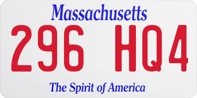 MA license plate 296HQ4