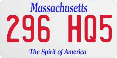 MA license plate 296HQ5