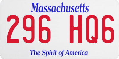 MA license plate 296HQ6