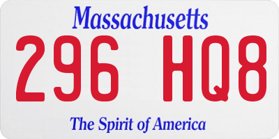 MA license plate 296HQ8