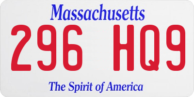MA license plate 296HQ9