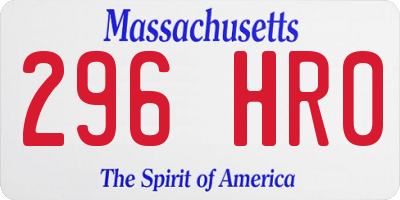 MA license plate 296HR0