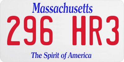MA license plate 296HR3